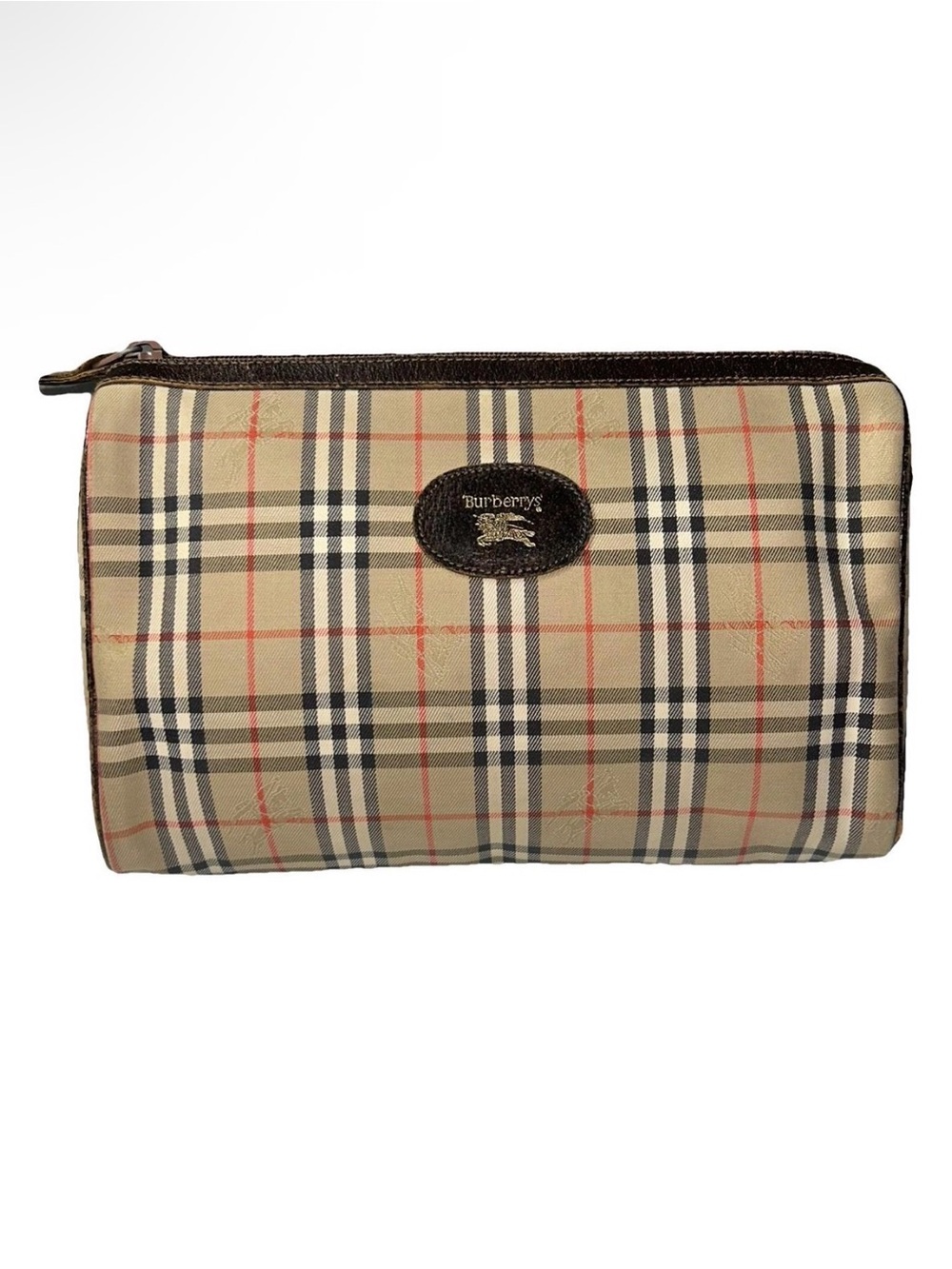 Vintage Burberry Nova Check Canvas Clutch Bag